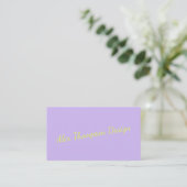 Carte De Visite Moderne Lavande Clair Chartreuse Script  (Debout devant)