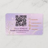 Carte de visite moderne lavande QR Code Élégante M (Devant)