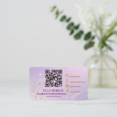 Carte de visite moderne lavande QR Code Élégante M (Debout devant)