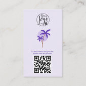 Carte De Visite Moderne lavender événement planner photo qr code l (Dos)