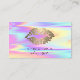 Carte De Visite Moderne, Lèvres dorées, Maquillage, Holographique