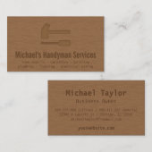 Carte De Visite Moderne, lisse, en bois, services de bricoleur (Devant / Derrière)