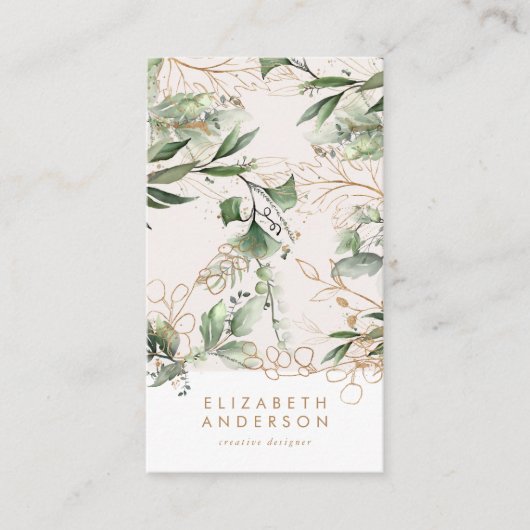 Carte De Visite Moderne Lumière Éclat Blanc Eucalyptus Entreprise (Devant)