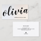 Carte De Visite Moderne Lumineuse Argent Gras Script Calligraphie  (Devant / Derrière)