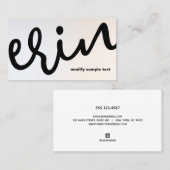 Carte De Visite Moderne Lumineuse Argent Gras Script Calligraphie  (Devant / Derrière)