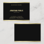 Carte De Visite Moderne Luxe à la mode de plaine noire élégante (Devant / Derrière)