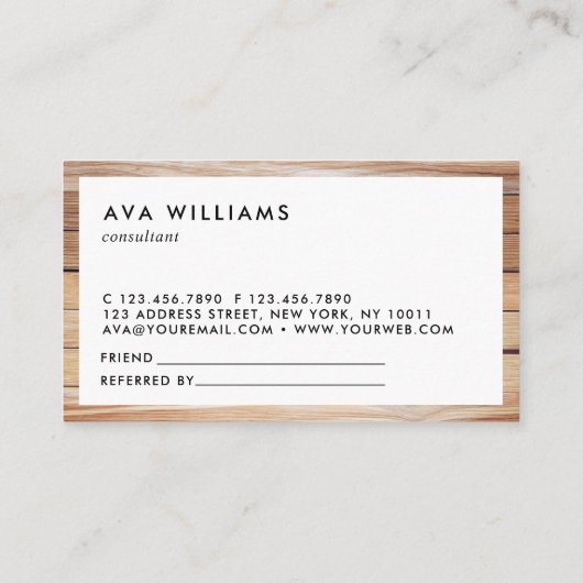Carte De Visite Moderne Luxe Bois Propre Disposition Référence (Dos)