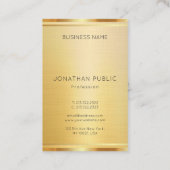 Carte De Visite Moderne Luxe Faux Gold Premium Linen Vertical (Dos)