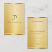 Carte De Visite Moderne Luxe Faux Gold Premium Linen Vertical (Devant / Derrière)
