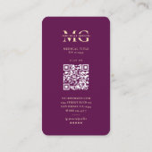 Carte De Visite Moderne Luxe Purple Or RN Monogram Nurse (Dos)