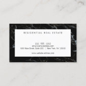 Carte De Visite Moderne Maison Logo Architecture Realtor Marbre No (Dos)