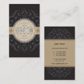 CARTE DE VISITE moderne mandala oriental noir or (Devant / Derrière)