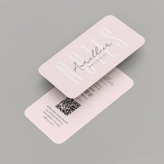 Carte De Visite Moderne Manicuriste Nail Artiste Nail Salon Rose