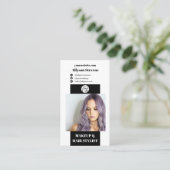 Carte De Visite Moderne maquillage noir blanc cheveux photo qr cod (Debout devant)