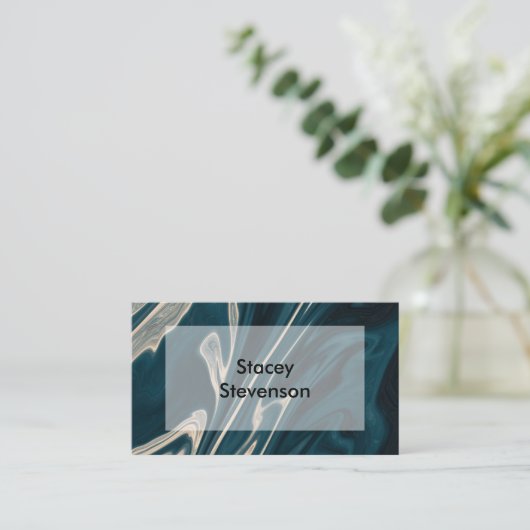 Carte De Visite Moderne Marbre Aqua Blanc Style (Debout devant)