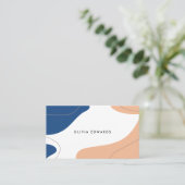 Carte De Visite Moderne marine bleu pêche blanc abstrait brushstro (Debout devant)