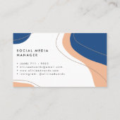 Carte De Visite Moderne marine bleu pêche blanc abstrait brushstro (Dos)