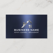 Carte De Visite Moderne Marine Blue Steel House Logo Immobilier (Devant)