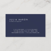 Carte De Visite Moderne Marine Professionnelle Plaine Bleu et Blan (Dos)