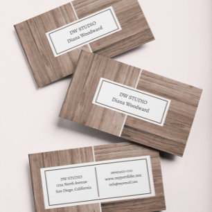 Carte de visite moderne marron en bois