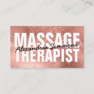 Carte De Visite Moderne Massage Thérapiste Rose Gold Parties scint