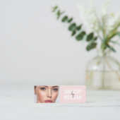 Carte de visite moderne mini maquillage rose rouge (Debout devant)