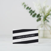 Carte De Visite MODERNE MINIMAL à bande rouge gras noir blanc (Debout devant)