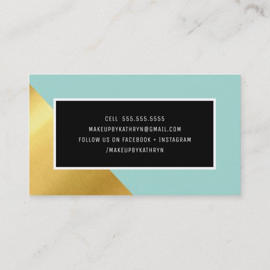 Carte De Visite MODERNE MINIMAL ANGLE or coin joli menthe vert (Dos)