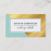 Carte De Visite MODERNE MINIMAL ANGLE or coin joli menthe vert (Devant)