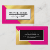 Carte De Visite MODERNE MINIMAL ANGLE or corner rose chaud (Devant / Derrière)