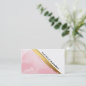 Carte De Visite MODERNE MINIMAL ANGLE rose aquarelle or brosse (Debout devant)