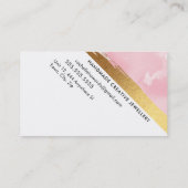 Carte De Visite MODERNE MINIMAL ANGLE rose aquarelle or brosse (Dos)