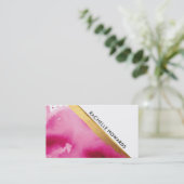 Carte De Visite MODERNE MINIMAL ANGLE rose aquarelle or brosse (Debout devant)