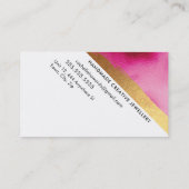 Carte De Visite MODERNE MINIMAL ANGLE rose aquarelle or brosse (Dos)
