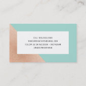 Carte De Visite MODERNE MINIMAL ANGLE rose or coin menthe blanc (Dos)