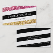 Carte De Visite MODERNE MINIMAL angle strié audacieux or rose part