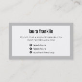 Carte De Visite MODERNE MINIMAL bold nom doux gris noir (Dos)