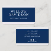 Carte De Visite MODERNE MINIMAL bold nom masculin bleu marine fonc (Devant / Derrière)