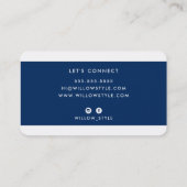 Carte De Visite MODERNE MINIMAL bold nom masculin bleu marine fonc (Dos)