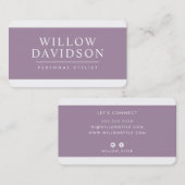 Carte De Visite MODERNE MINIMAL bold nom mauve violet noir (Devant / Derrière)