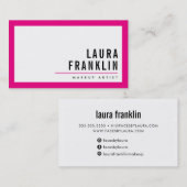 Carte De Visite MODERNE MINIMAL bold nom rose vif noir (Devant / Derrière)