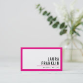 Carte De Visite MODERNE MINIMAL bold nom rose vif noir (Debout devant)