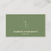 Carte De Visite Moderne minimal de couture à la main verte profess (Devant)