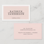 Carte De Visite MODERNE MINIMAL design bordure rose pâle noir (Devant / Derrière)