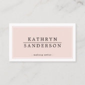 Carte De Visite MODERNE MINIMAL design bordure rose pâle noir (Devant)