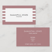 Carte De Visite Moderne Minimal Dusty Rose Blancs Freelancer (Devant / Derrière)