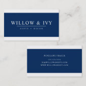 Carte De Visite MODERNE MINIMAL élégant bande simple bleu marine f (Devant / Derrière)