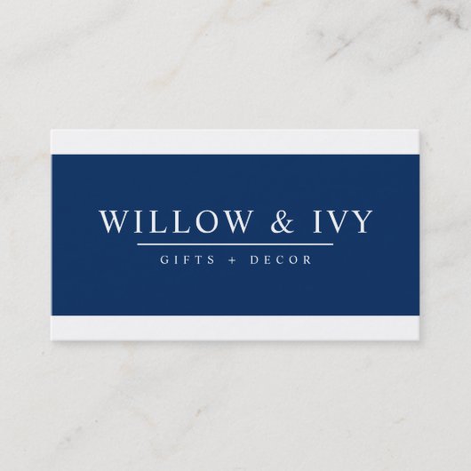 Carte De Visite MODERNE MINIMAL élégant bande simple bleu marine f (Devant)