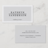 Carte De Visite MODERNE MINIMAL élégant bordure gris clair noir (Devant / Derrière)