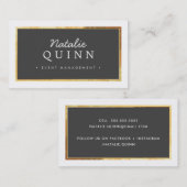 Carte De Visite MODERNE MINIMAL élégant bordure or gris charbon (Devant / Derrière)